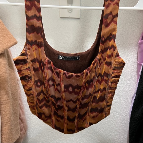 ZARA 2 Piece Blogger Fave Matching Tulle Mesh Corset Crop Top & Skirt Set - Picture 5 of 9